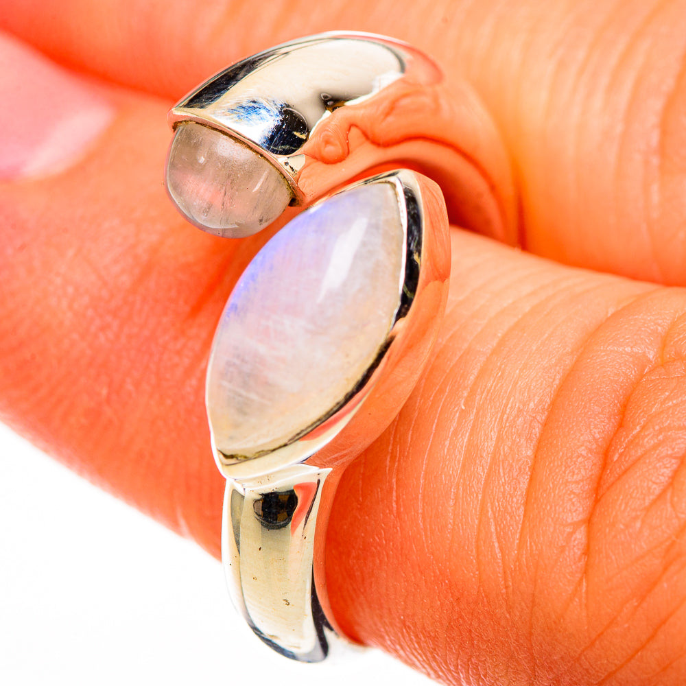Rainbow Moonstone Rings handcrafted by Ana Silver Co - RING112745