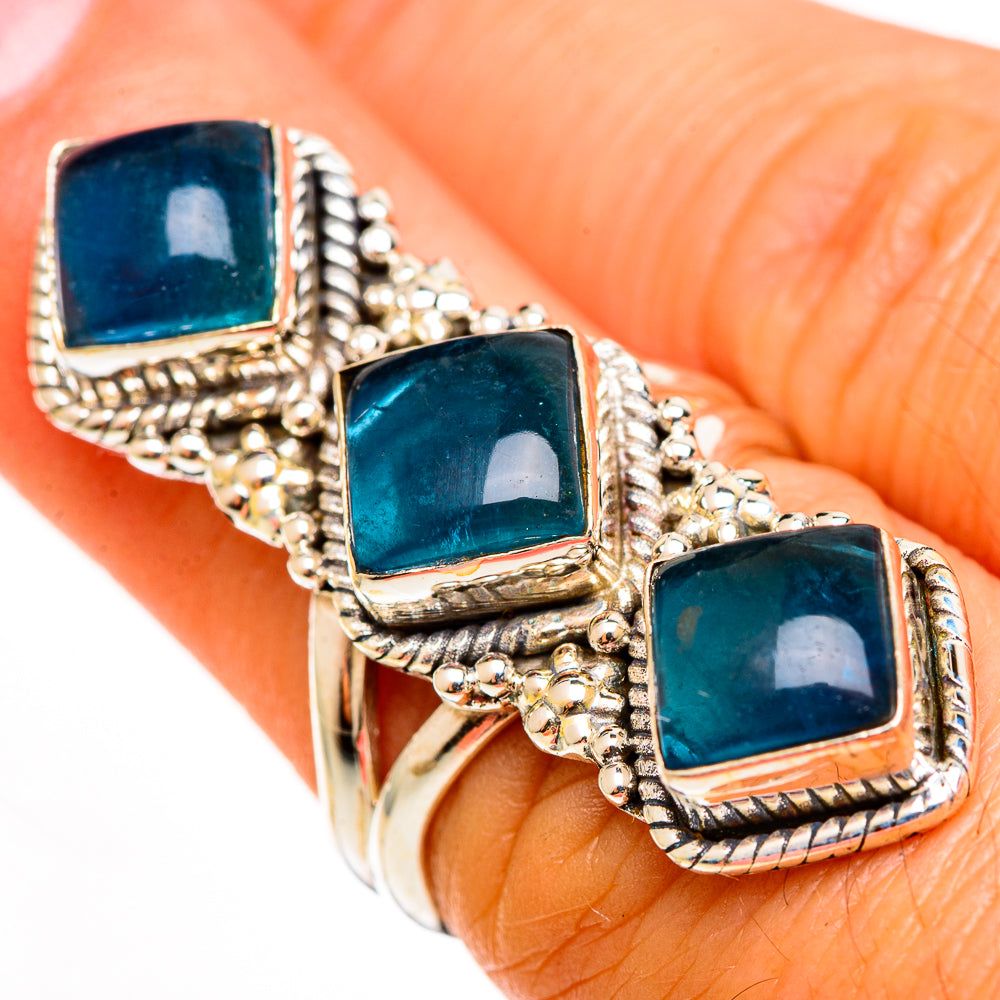 Blue Fluorite Rings handcrafted by Ana Silver Co - RING112755