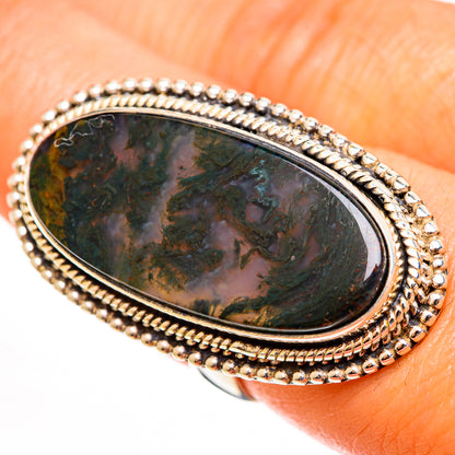 Green Moss Agate Rings handcrafted by Ana Silver Co - RING112762