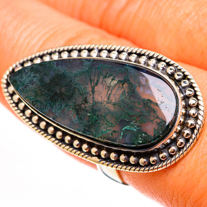 Green Moss Agate Rings handcrafted by Ana Silver Co - RING112767