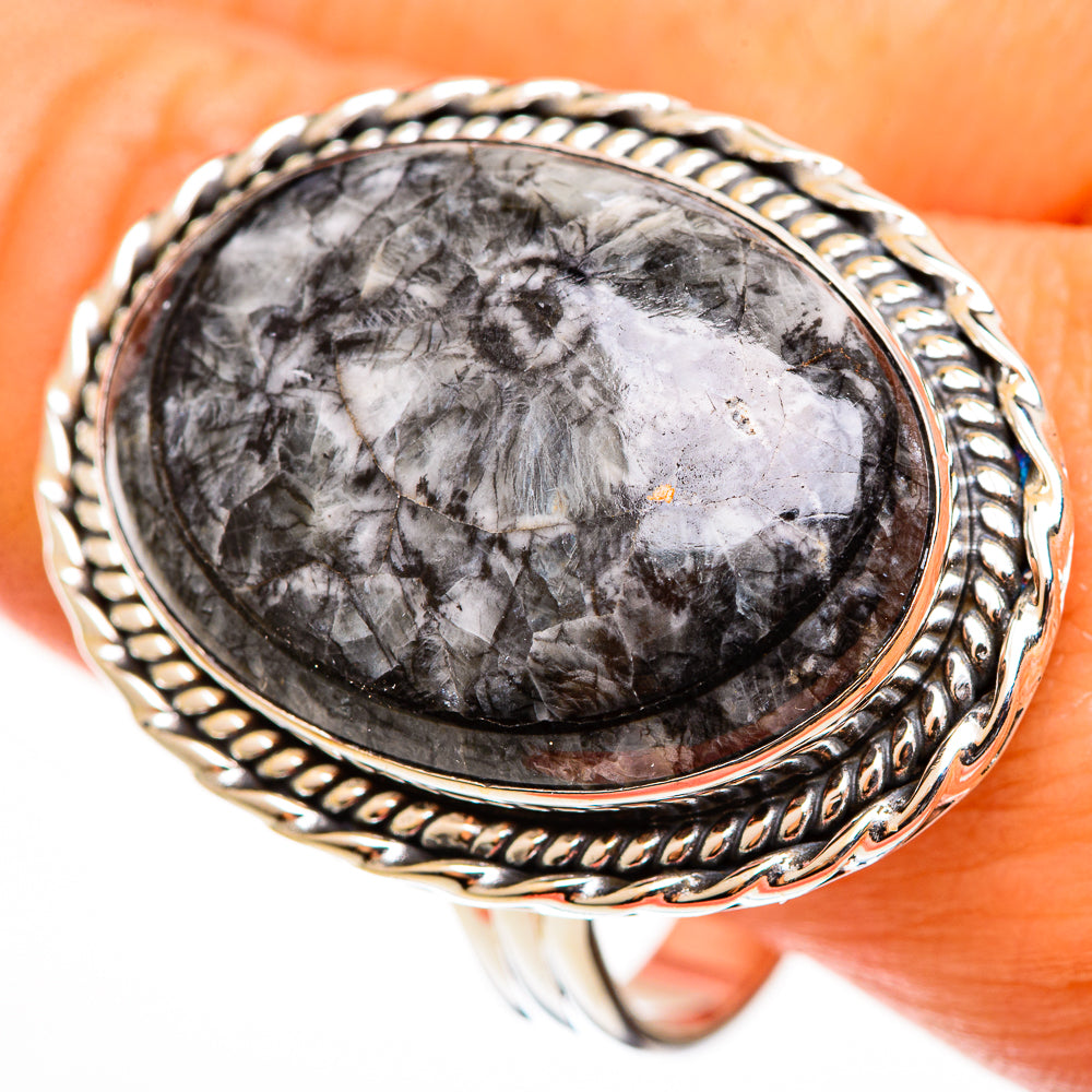 Moroccan Goniatite Fossil Rings handcrafted by Ana Silver Co - RING112789