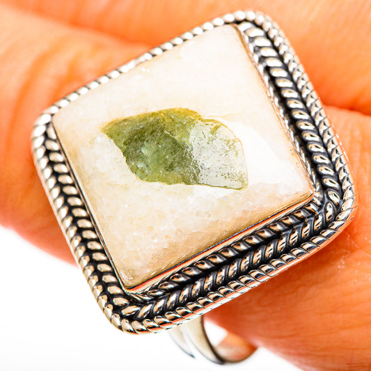Green Tourmaline In Quartz Rings handcrafted by Ana Silver Co - RING112792