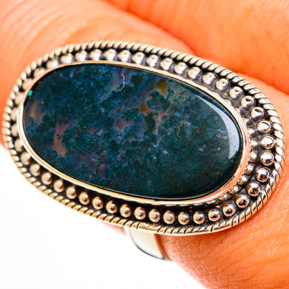 Green Moss Agate Rings handcrafted by Ana Silver Co - RING112809