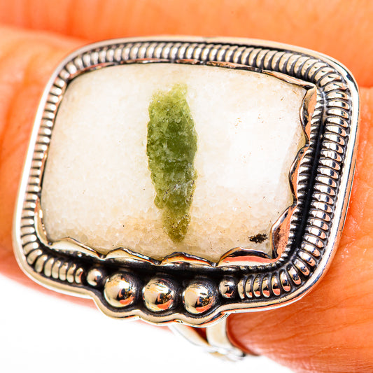 Green Tourmaline In Quartz Rings handcrafted by Ana Silver Co - RING112830