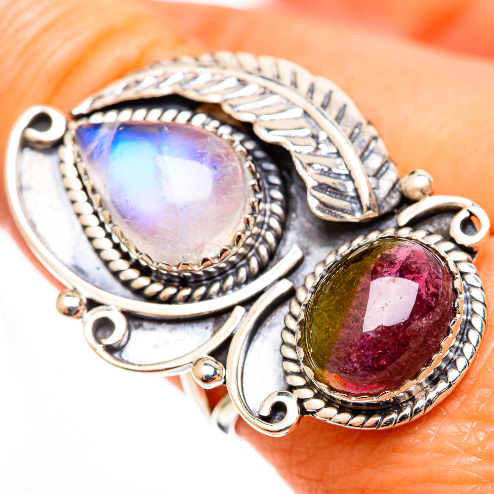 Rainbow Moonstone Rings handcrafted by Ana Silver Co - RING112831