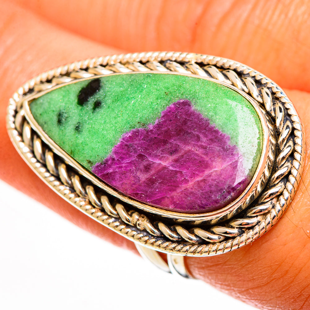 Ruby Zoisite Rings handcrafted by Ana Silver Co - RING112834