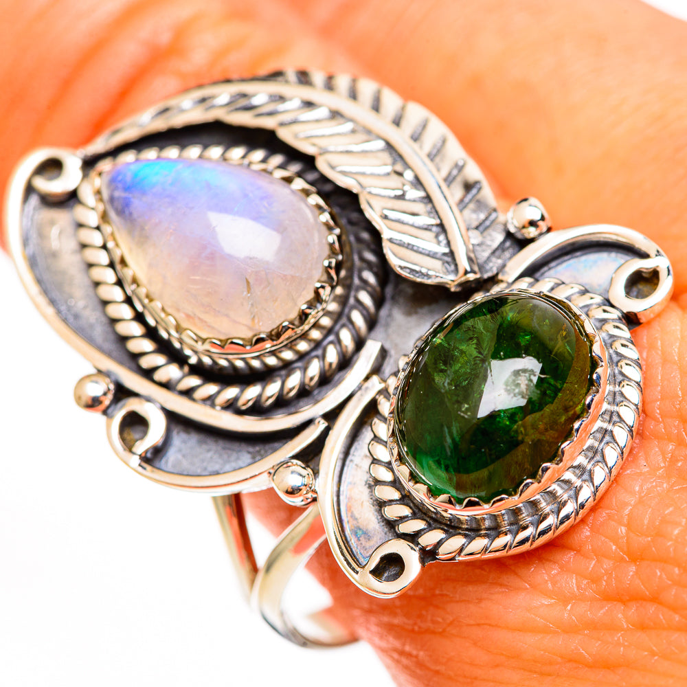 Rainbow Moonstone Rings handcrafted by Ana Silver Co - RING112843