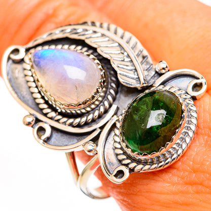 Rainbow Moonstone Rings handcrafted by Ana Silver Co - RING112843