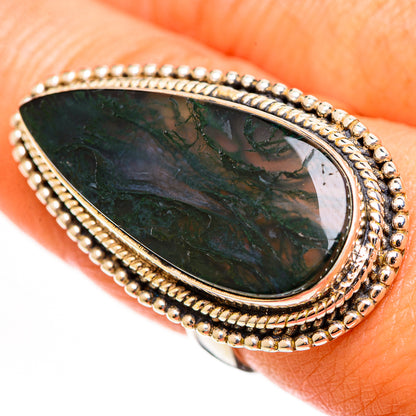 Green Moss Agate Rings handcrafted by Ana Silver Co - RING112846