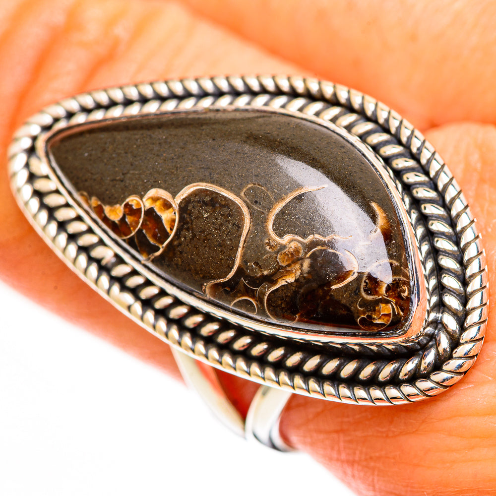 Turritella Agate Rings handcrafted by Ana Silver Co - RING112854