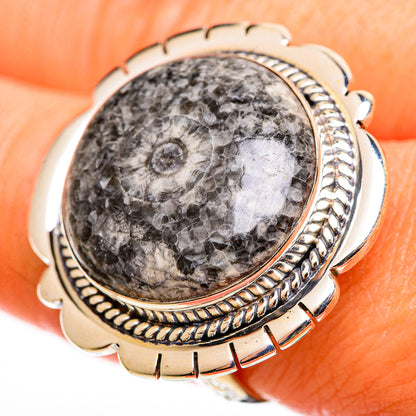 Moroccan Goniatite Fossil Rings handcrafted by Ana Silver Co - RING112868