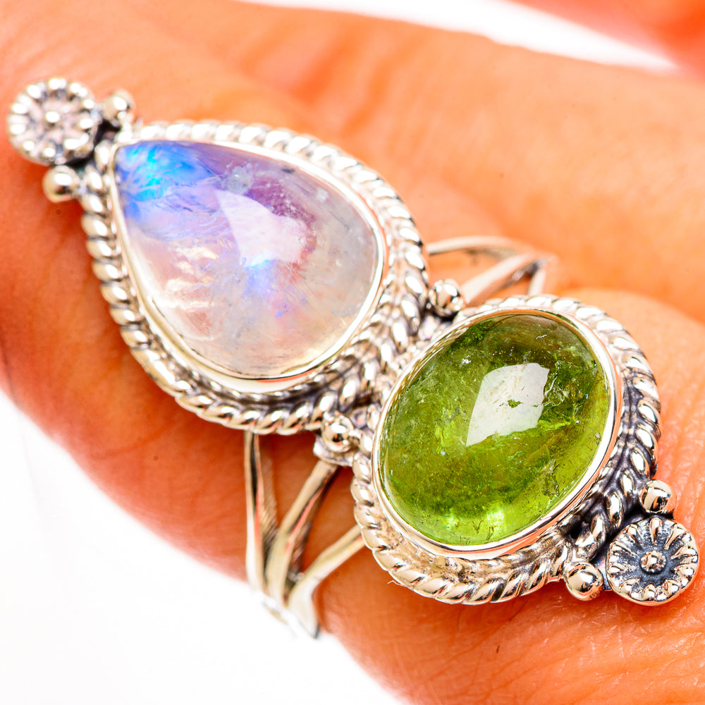 Rainbow Moonstone Rings handcrafted by Ana Silver Co - RING112877