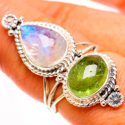Rainbow Moonstone Rings handcrafted by Ana Silver Co - RING112877