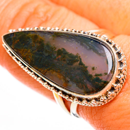 Green Moss Agate Rings handcrafted by Ana Silver Co - RING112878