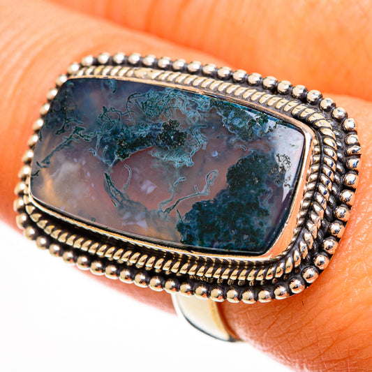 Green Moss Agate Rings handcrafted by Ana Silver Co - RING112879