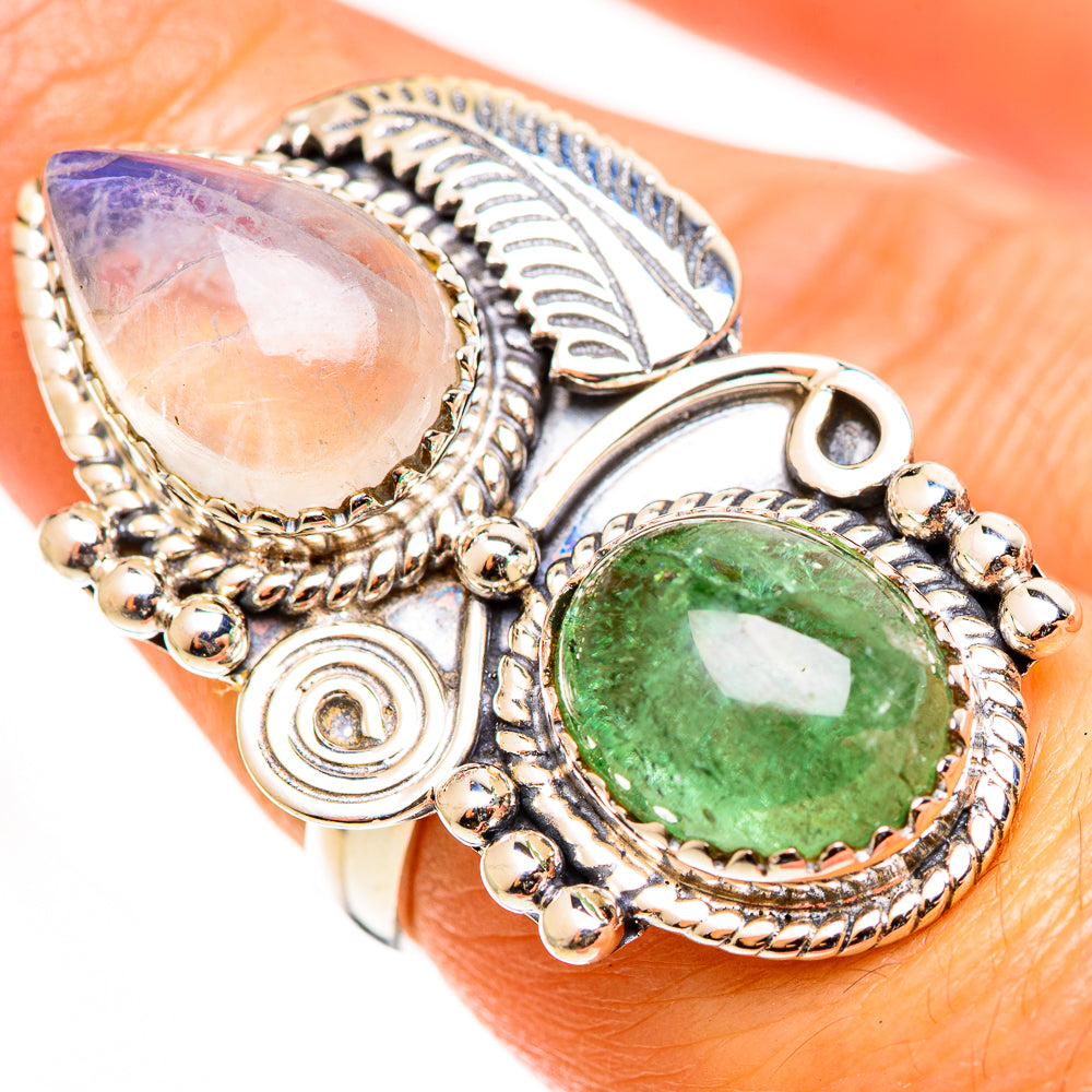 Rainbow Moonstone Rings handcrafted by Ana Silver Co - RING112904
