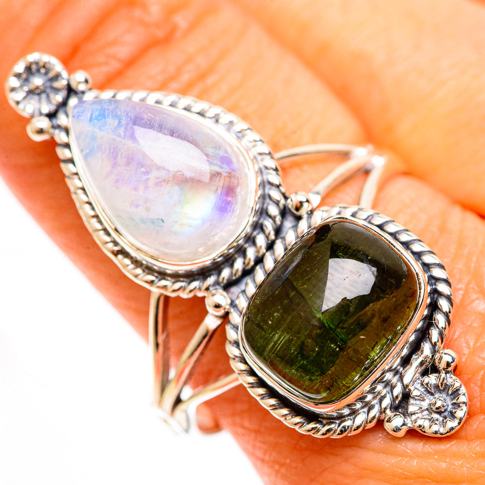 Rainbow Moonstone Rings handcrafted by Ana Silver Co - RING112906