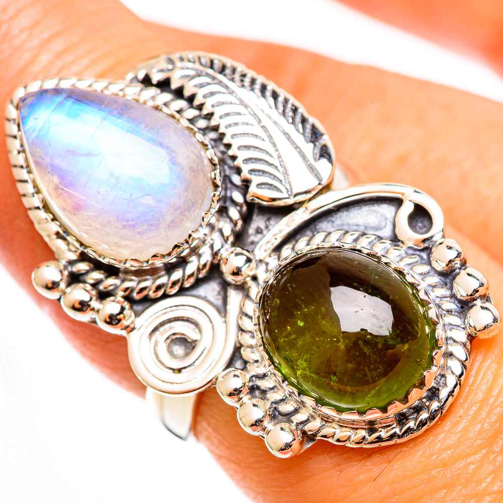 Rainbow Moonstone Rings handcrafted by Ana Silver Co - RING112932