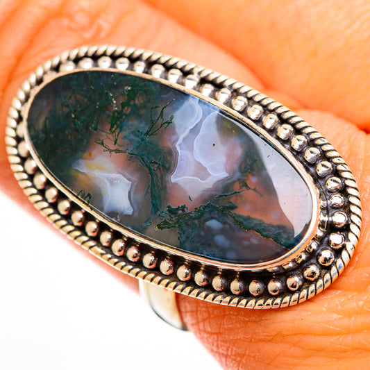 Green Moss Agate Rings handcrafted by Ana Silver Co - RING112933