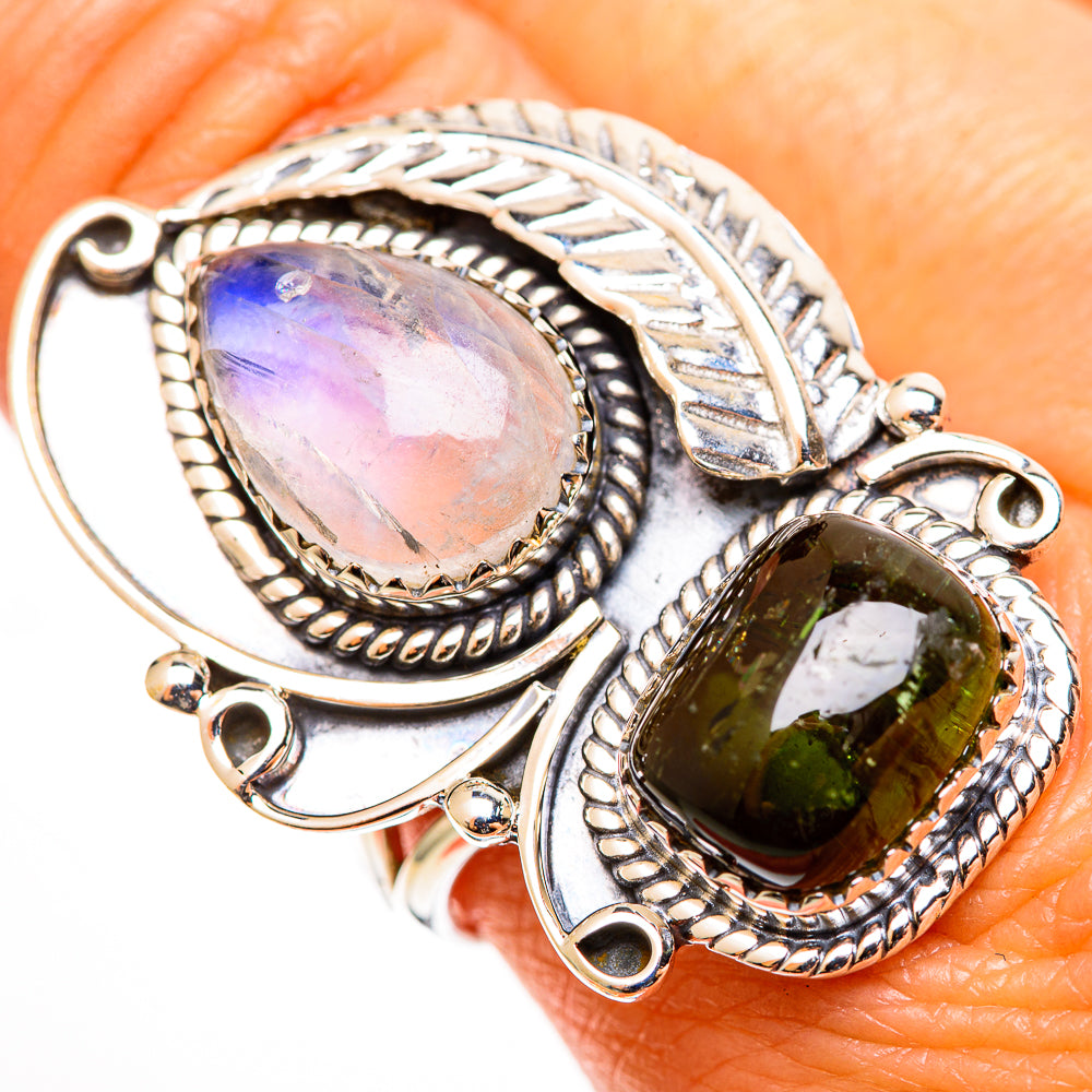 Rainbow Moonstone Rings handcrafted by Ana Silver Co - RING112934