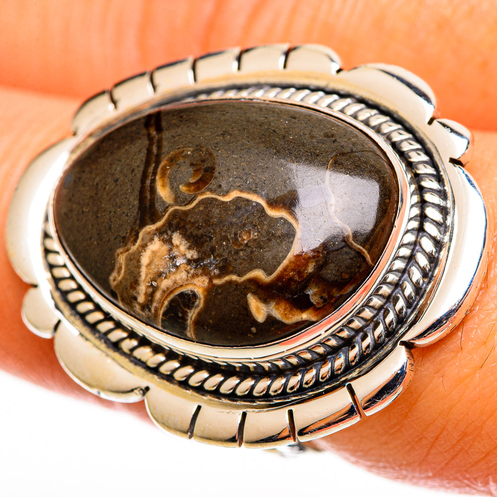 Turritella Agate Rings handcrafted by Ana Silver Co - RING112937