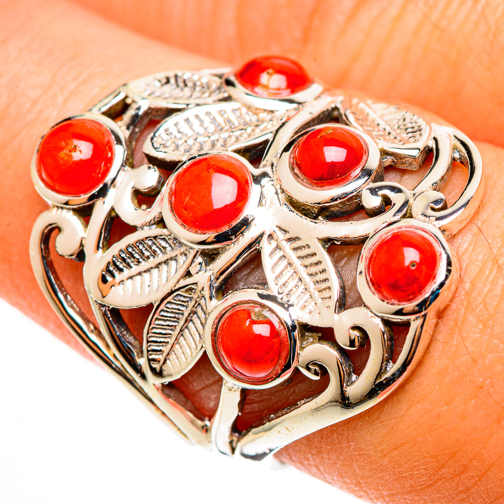 Mediterranean Red Coral Rings handcrafted by Ana Silver Co - RING112965
