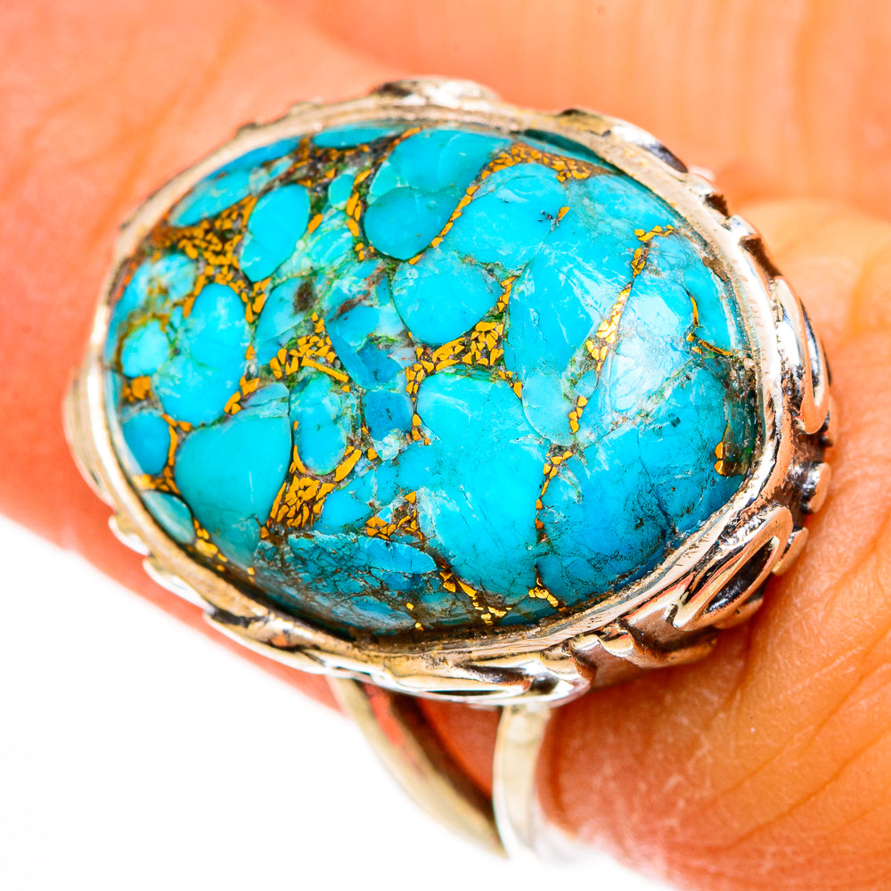 Blue Copper Composite Turquoise Rings handcrafted by Ana Silver Co - RING112986