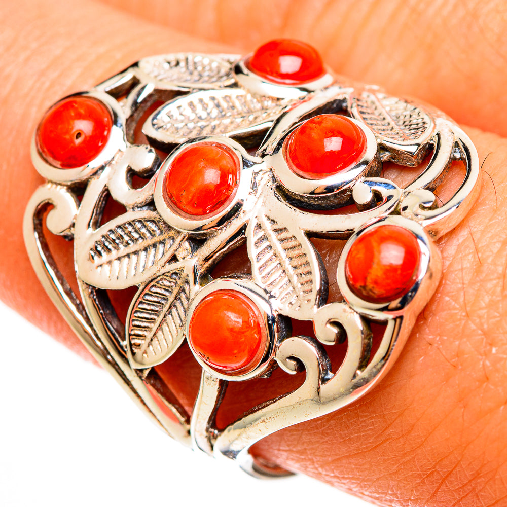 Mediterranean Red Coral Rings handcrafted by Ana Silver Co - RING112998