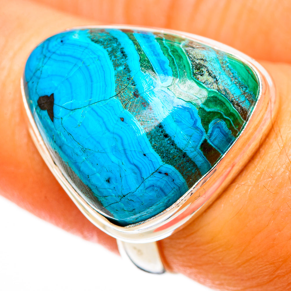 Malachite In Chrysocolla Rings handcrafted by Ana Silver Co - RING113014