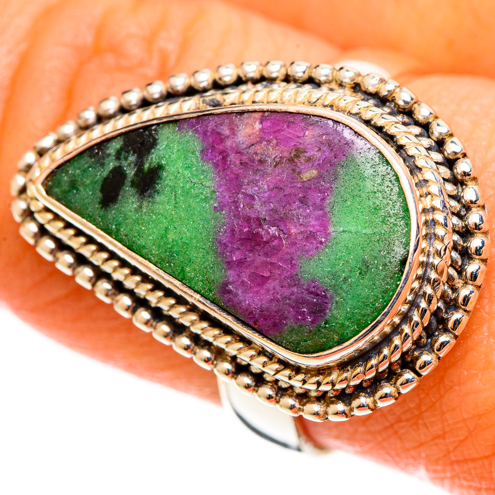 Ruby Zoisite Rings handcrafted by Ana Silver Co - RING113015