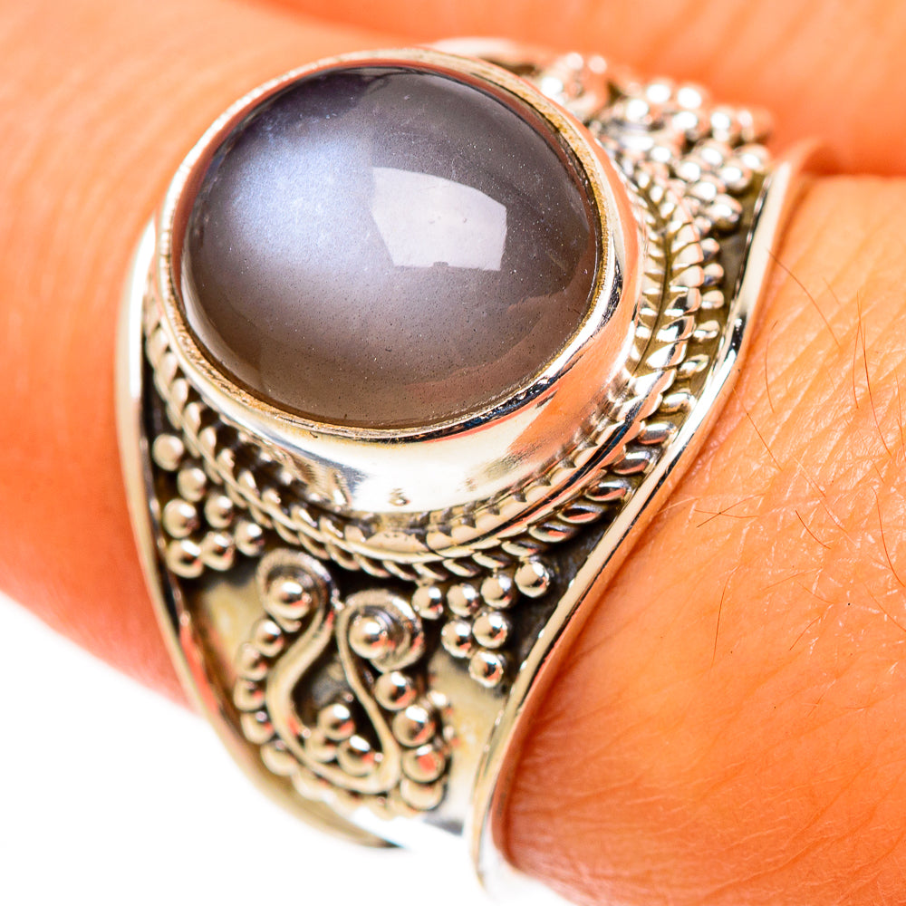 Peach Moonstone Rings handcrafted by Ana Silver Co - RING113025