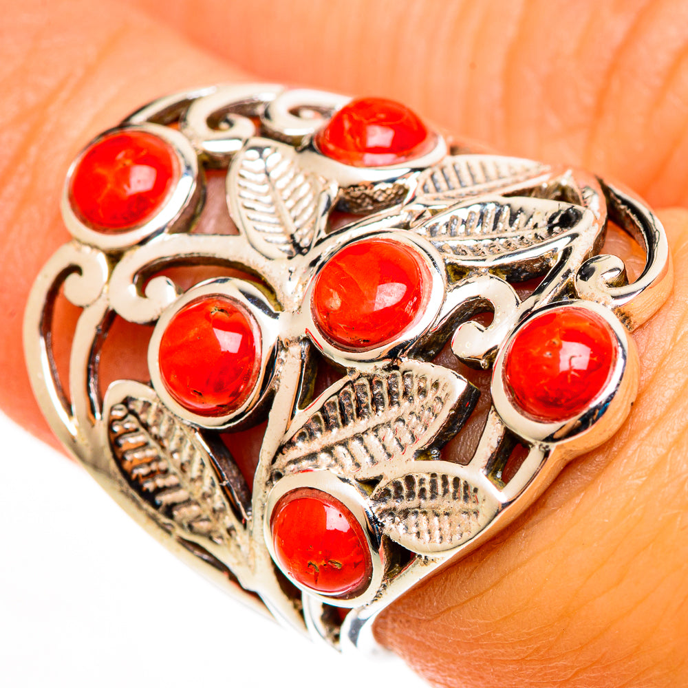 Mediterranean Red Coral Rings handcrafted by Ana Silver Co - RING113031