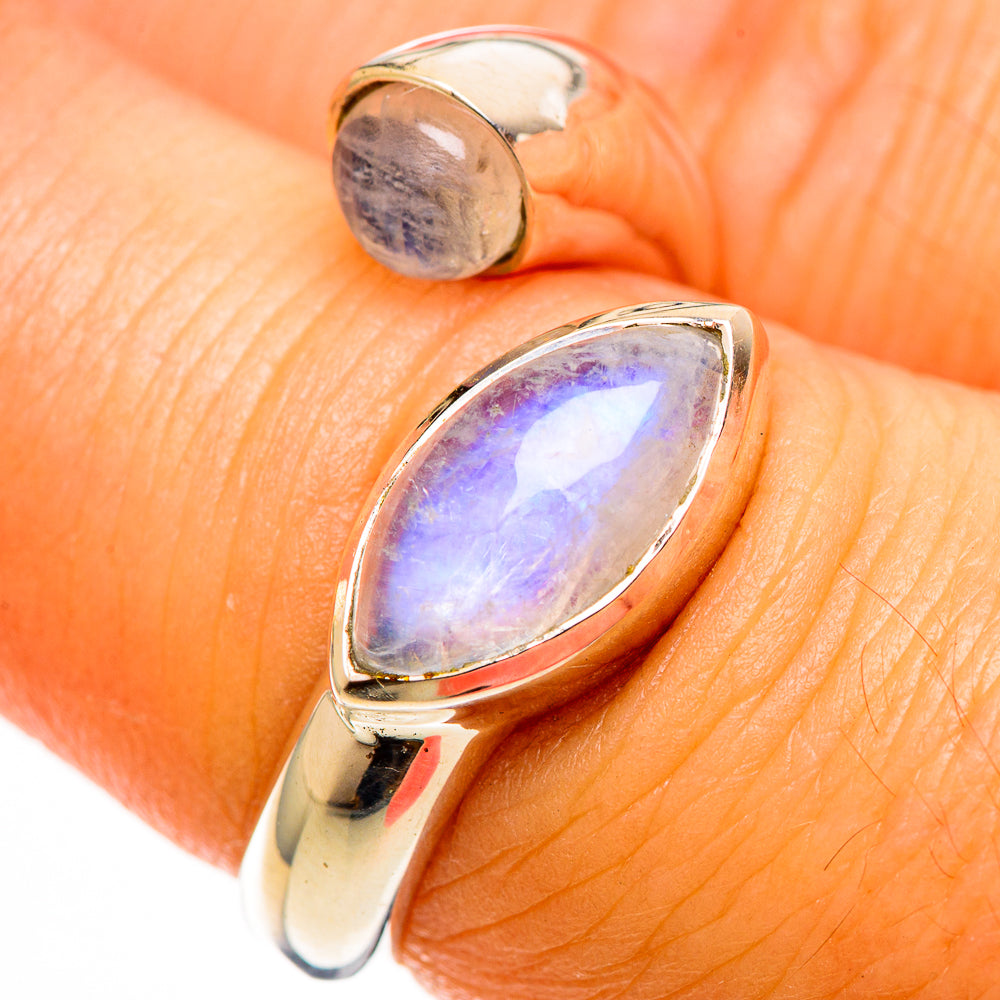 Rainbow Moonstone Rings handcrafted by Ana Silver Co - RING113041