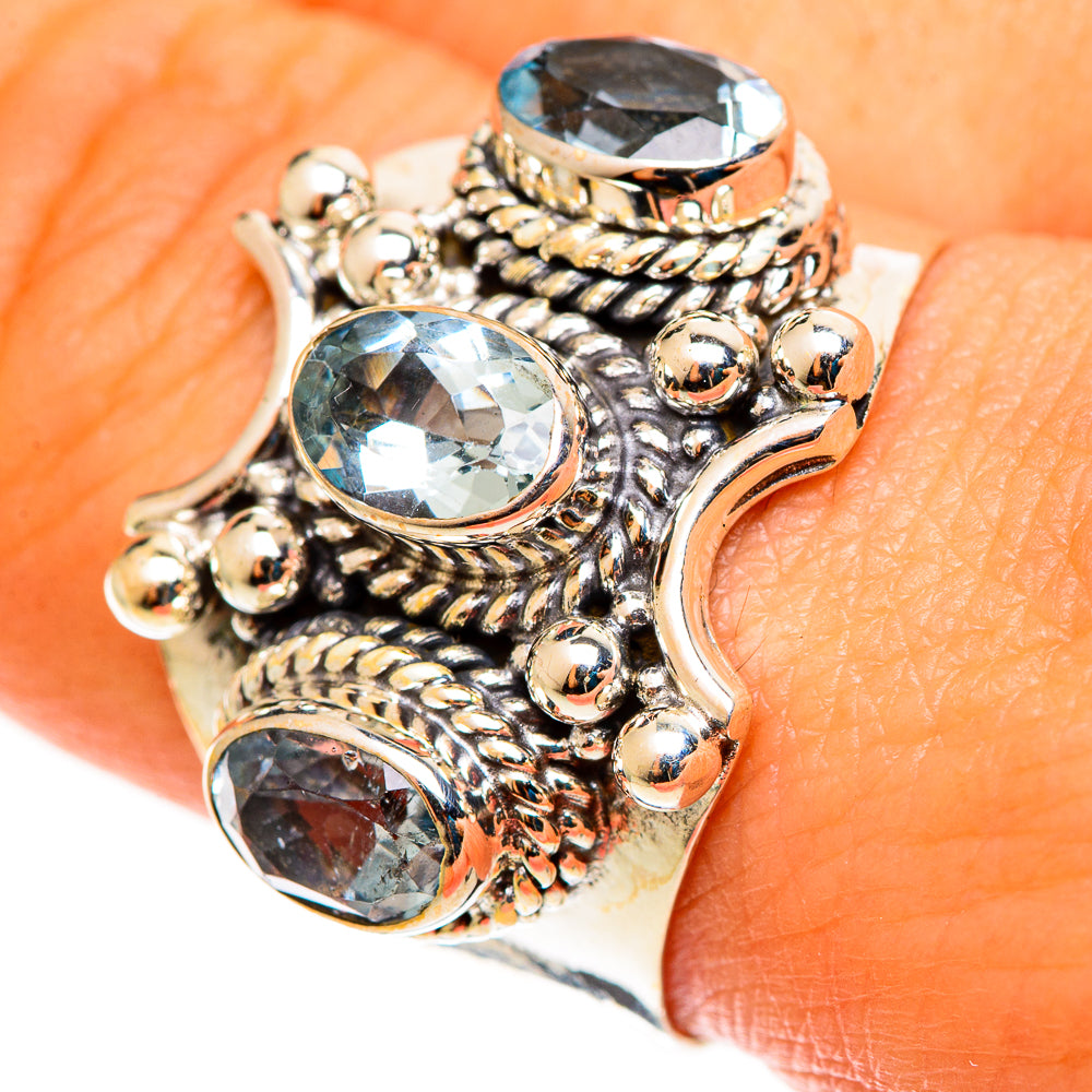 Blue Topaz Rings handcrafted by Ana Silver Co - RING113053