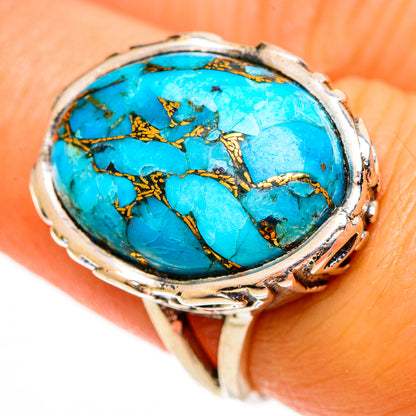 Blue Copper Composite Turquoise Rings handcrafted by Ana Silver Co - RING113054