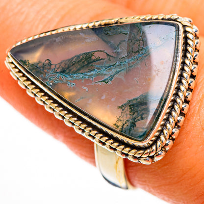 Green Moss Agate Rings handcrafted by Ana Silver Co - RING113055