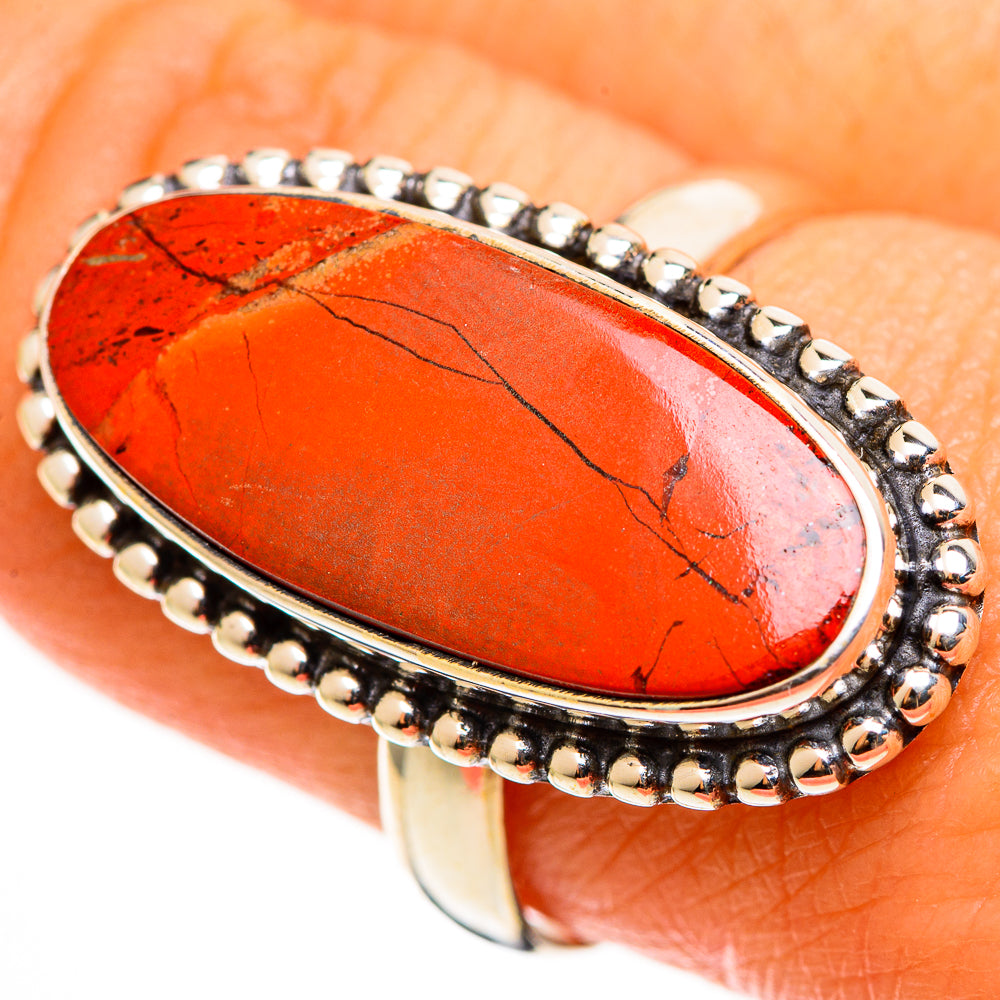 Mediterranean Red Coral Rings handcrafted by Ana Silver Co - RING113058