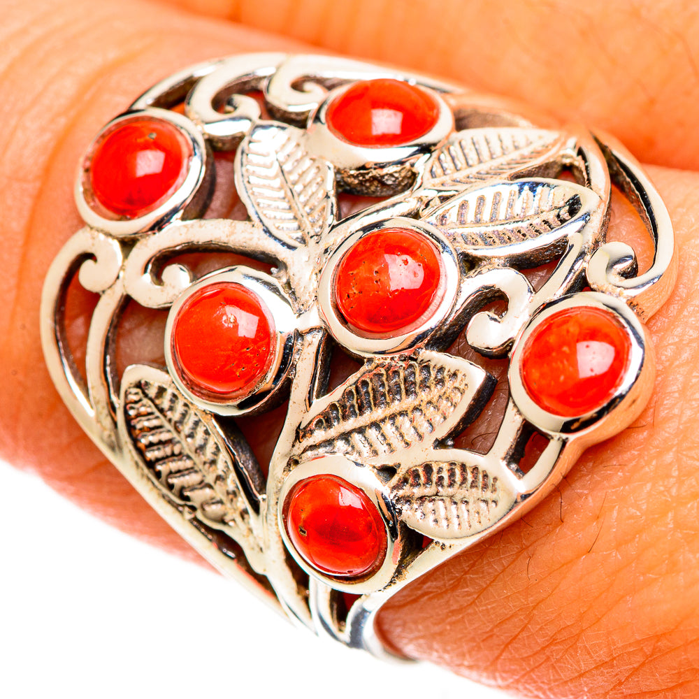 Mediterranean Red Coral Rings handcrafted by Ana Silver Co - RING113064