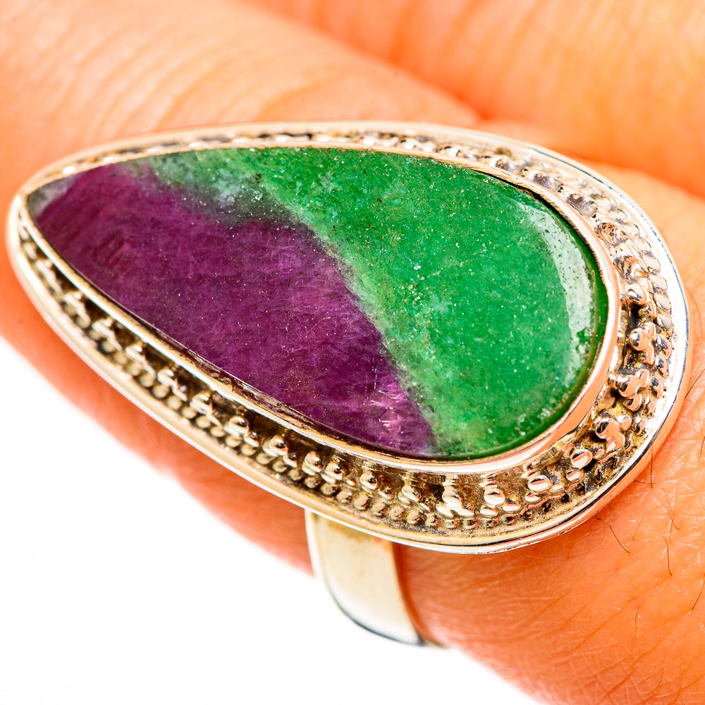Ruby Zoisite Rings handcrafted by Ana Silver Co - RING113076