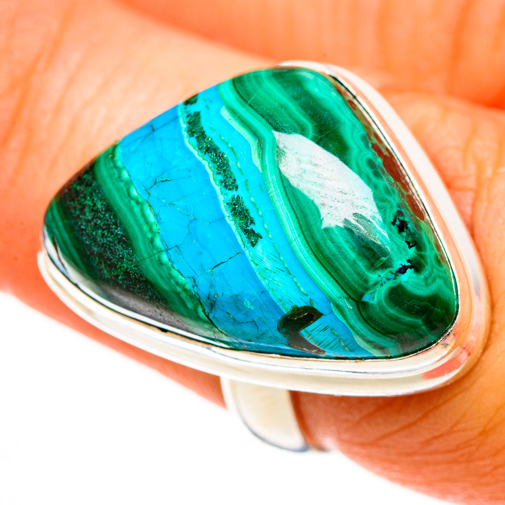 Malachite In Chrysocolla Rings handcrafted by Ana Silver Co - RING113106
