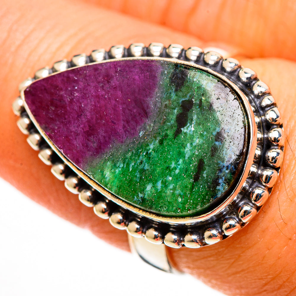 Ruby Zoisite Rings handcrafted by Ana Silver Co - RING113109