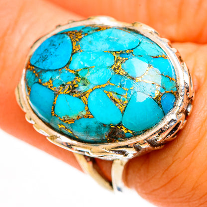 Blue Copper Composite Turquoise Rings handcrafted by Ana Silver Co - RING113115
