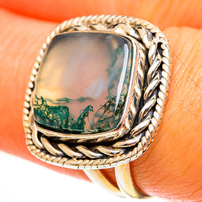 Green Moss Agate Rings handcrafted by Ana Silver Co - RING113119
