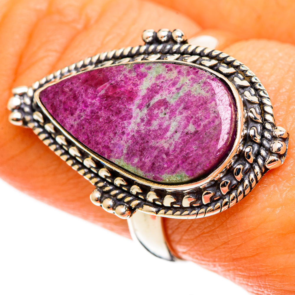Ruby Zoisite Rings handcrafted by Ana Silver Co - RING113124