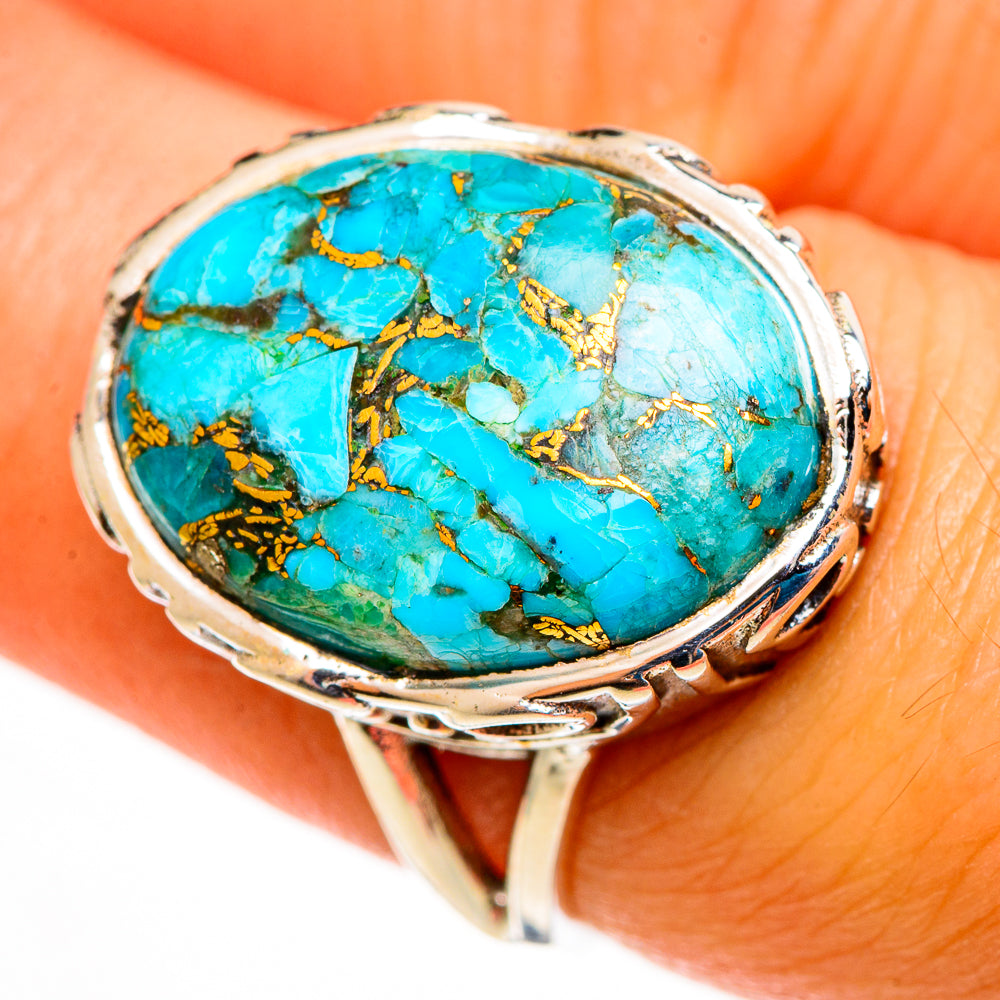 Blue Copper Composite Turquoise Rings handcrafted by Ana Silver Co - RING113142
