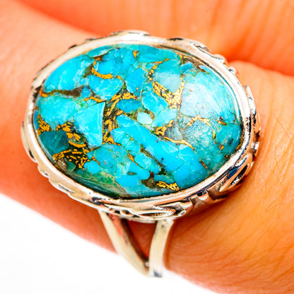 Blue Copper Composite Turquoise Rings handcrafted by Ana Silver Co - RING113142