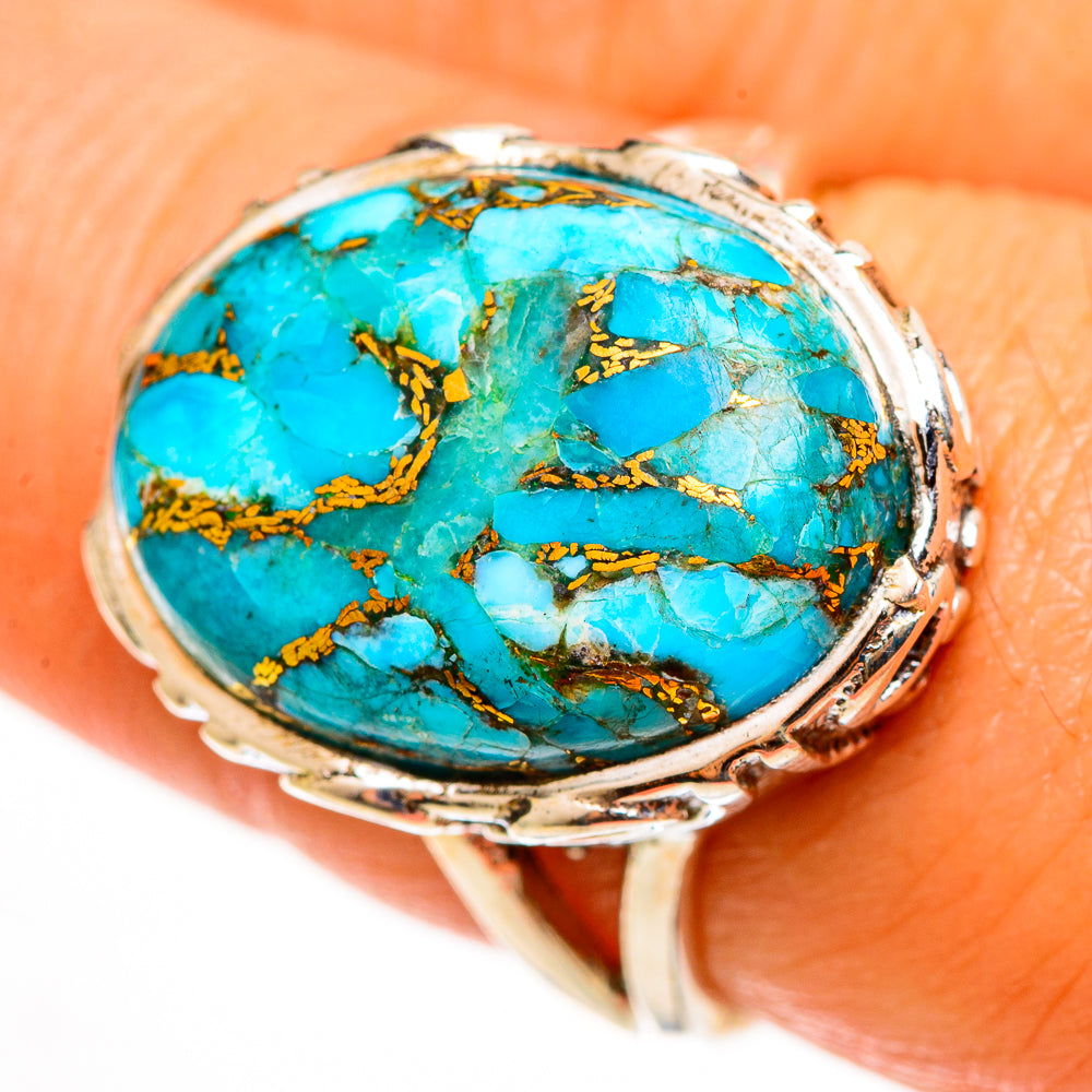 Blue Copper Composite Turquoise Rings handcrafted by Ana Silver Co - RING113167