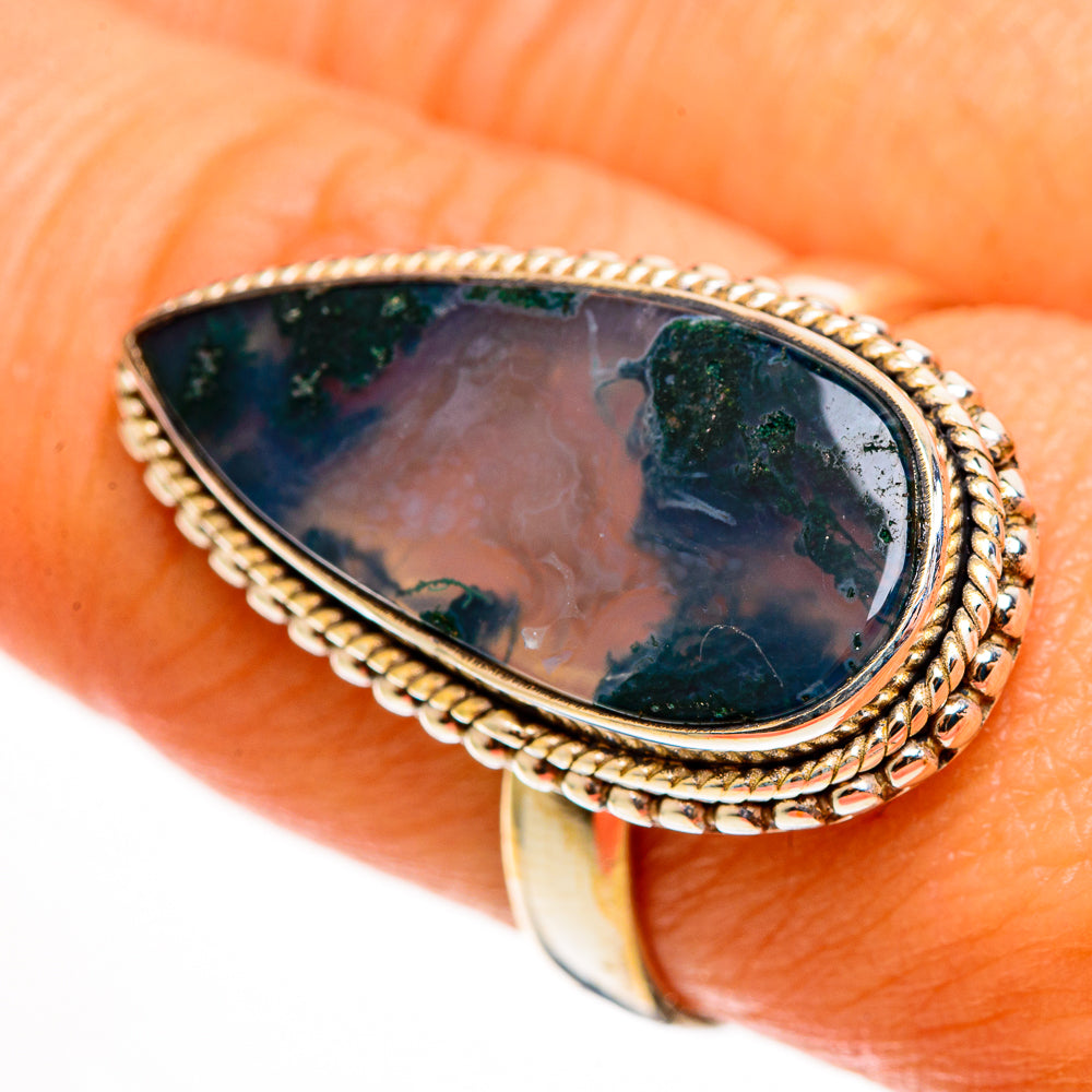 Green Moss Agate Rings handcrafted by Ana Silver Co - RING113169