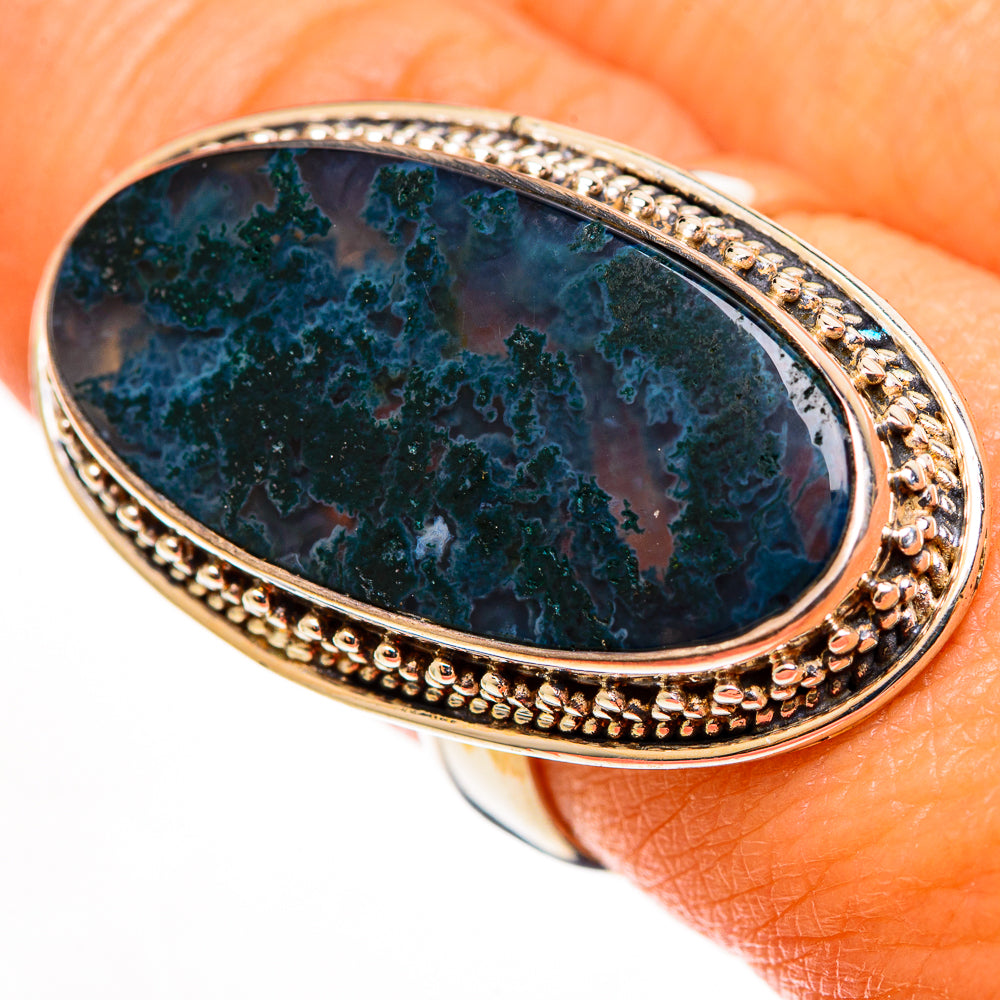 Green Moss Agate Rings handcrafted by Ana Silver Co - RING113216