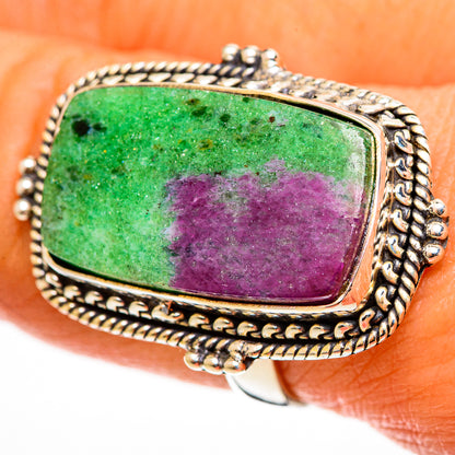 Ruby Zoisite Rings handcrafted by Ana Silver Co - RING113218